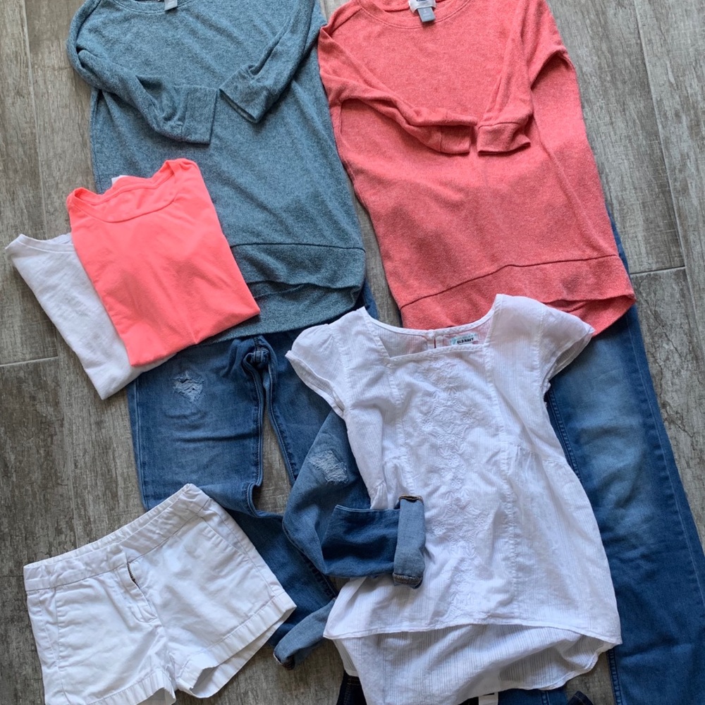 Girls 9 piece bundle. Size M 7 8. Tops jeans more
